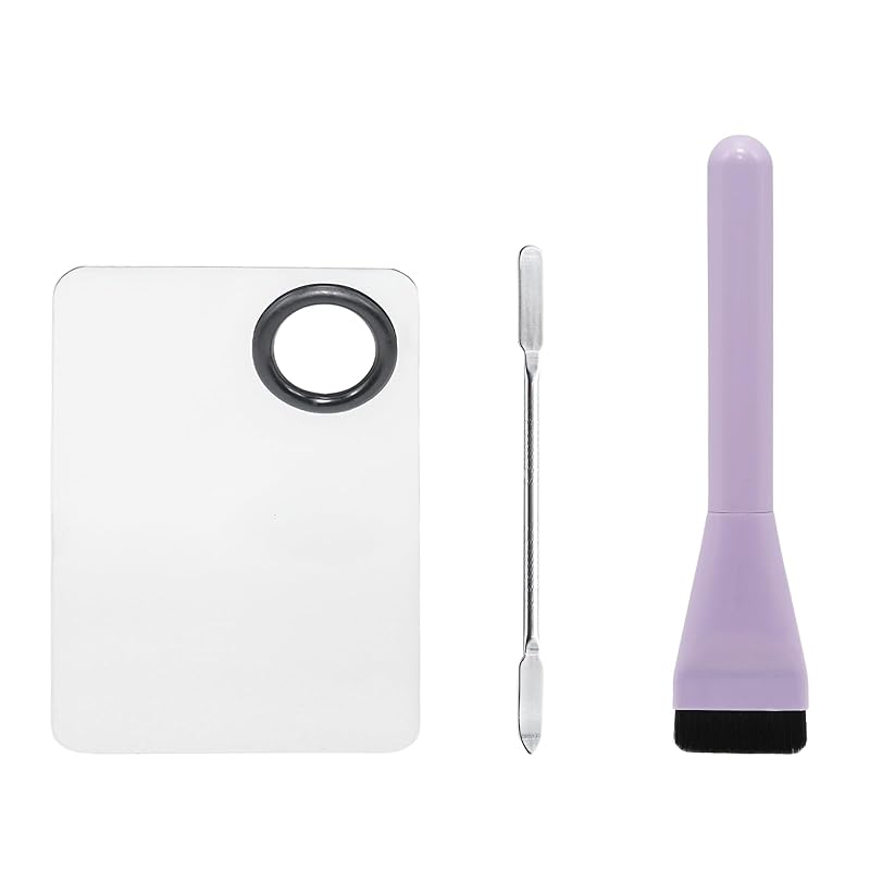 Makeup Accessories Set, Makeup Mixing Palette, Foundation Brush, Spatula Tool (Purple)