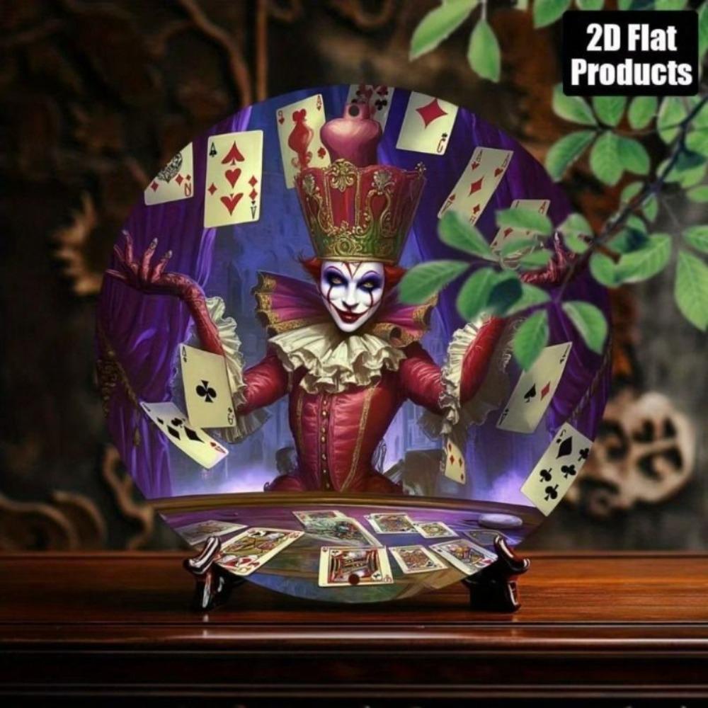 Vintage Queen of Spades Joker Round Metal Sign Home Decor Gift