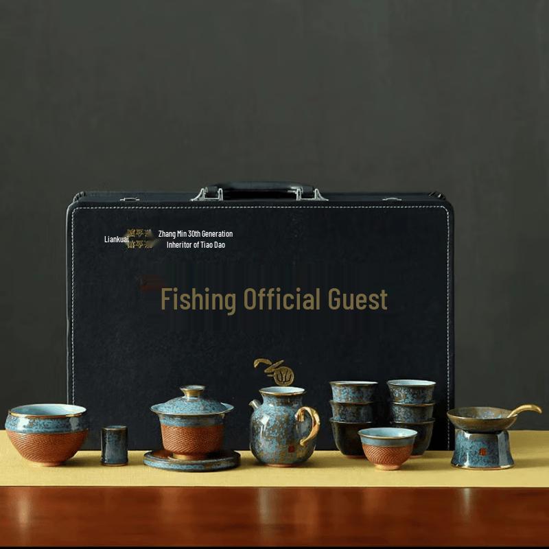 Jun Ware Kiln-Glazed Kung Fu Tea Set