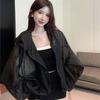 Original fabric, summer ice silk light jacket loose sunscreen shirt long sleeve hooded top trendy