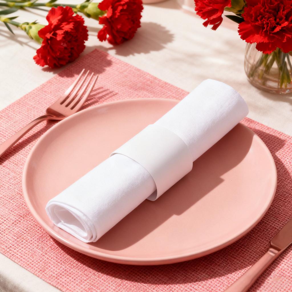 500Pcs Disposable Self Adhesive Paper Napkin Bands Decorative Napkin Rings for Party Wedding Restaurant Table Setting Utensil
