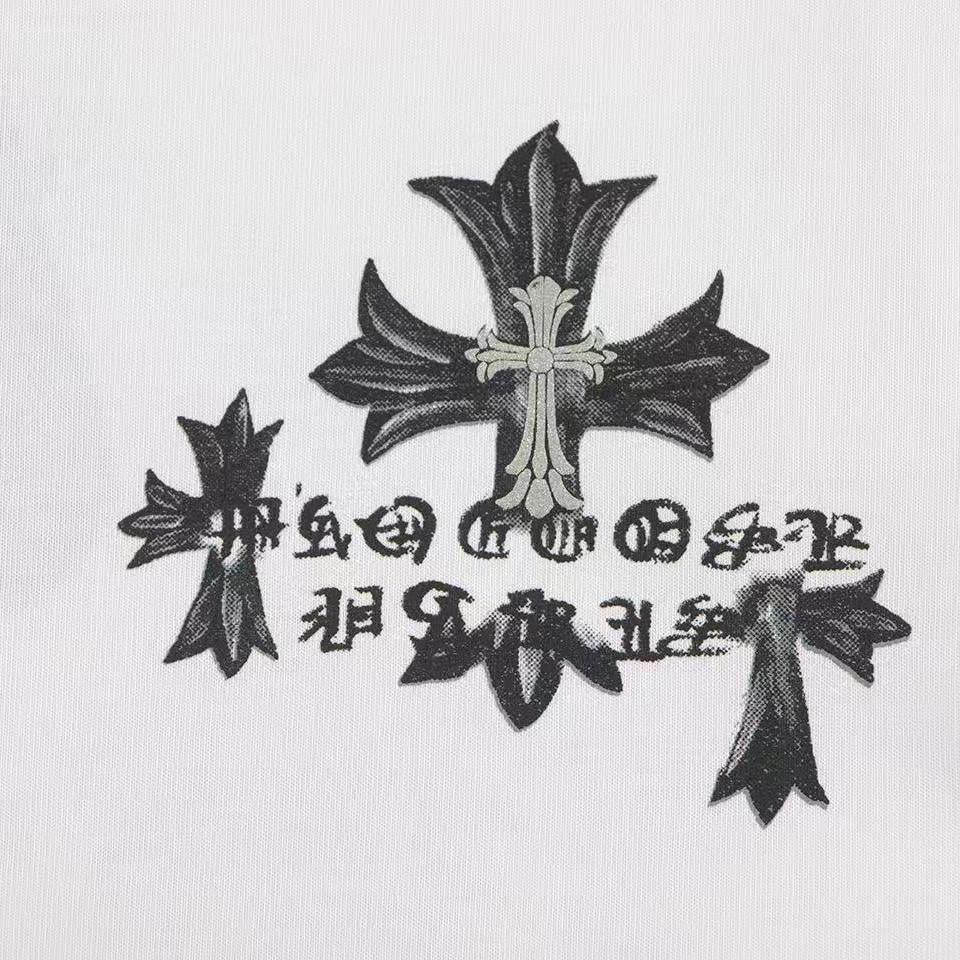 W372 CHROME HEARTS 2025 Summer New High Quality Cotton Round Neck Loose Large Size Men's and Women's T-shirt Couple T-shirt