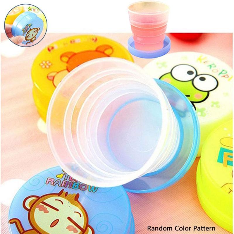 Cartoon Creative Foldable Cup Portable Plastic Travel Mug Hygienic Lightweight