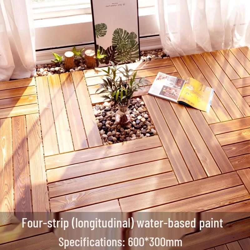 Karbonisierte Holzböden für Außenterrasse, Garten oder Balkon - Feuchtigkeitsbeständig, Korrosionsbeständig, Selbstverlegendes Design.