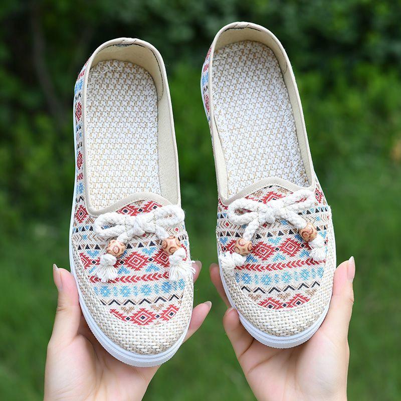 Shoes for Women Slip on Canvas Woman Footwear Spring Autumn Flat Cheap Streetwear Stretchy New in Casual Korean Style Outfits XL
