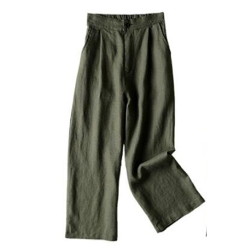 Women's Wide-leg Pants Linen Thin Casual Pants Professional Women's Pants Loose Nine-point Pants
