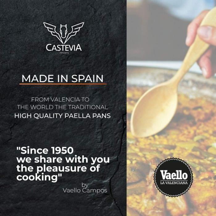 Plat à paëlla en acier poli - VAELLO - La Valenciana - D: 46 cm - Convient pour 12 personnes