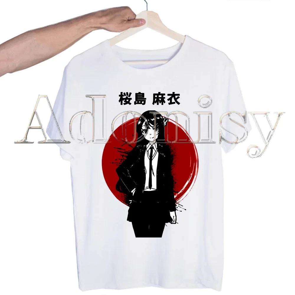 Bunny Girl Senpai Sakurajima Mai Printed T Shirt  Unisex Retro Washed Tops Tees Harajuku Tshirt Streetwear Hip Hop Male T-shirts Shirt