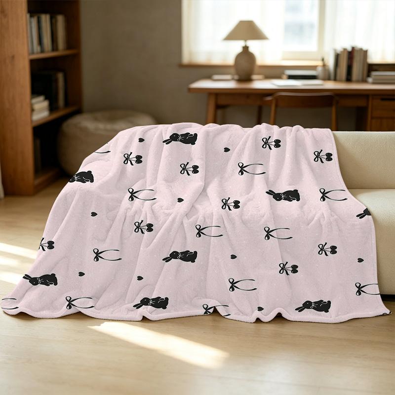 Rabbit Collection Soft Plush Flannel Throw Blanket,Machine Washable Warm Cozy Blanket for Home, Sofa, Office Nap, Halloween & Christmas Gift