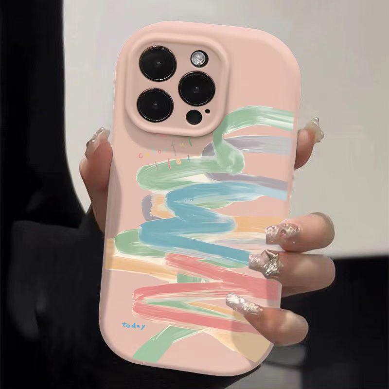 Rainbow Doodle Is Suitable for Apple 16pro, Cartoon 15promax Phone Case 14plus Creative 13 Matte for 12 Minutes