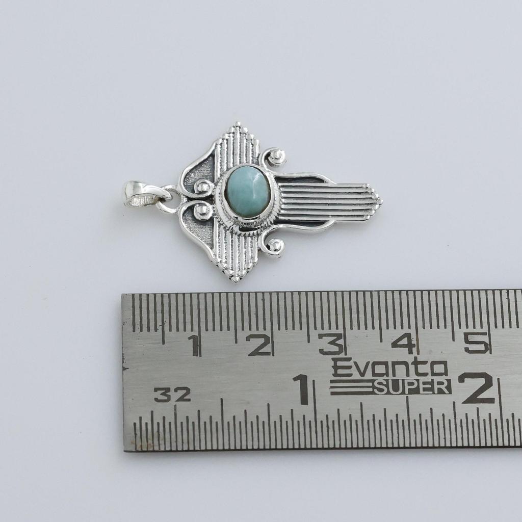 Larimar Silver Cross Pendant, 925 Sterling Silver Handmade Jewelry, Unisex Pendant, Spiritual Jewelry Ap7121