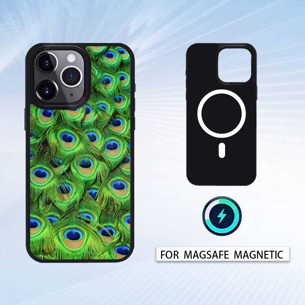 Peacock Phone Case For iPhone 17,16,15,14,13,12,Pro,Max For Magsafe Magnetic Wireless Charging