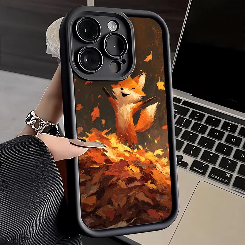 Phone Case for iPhone 17 Air 16E 15 16 Pro Max Cartoon Fox Animal Cover 14 Plus 13 12 Mini Soft Shell Silicone Fundas