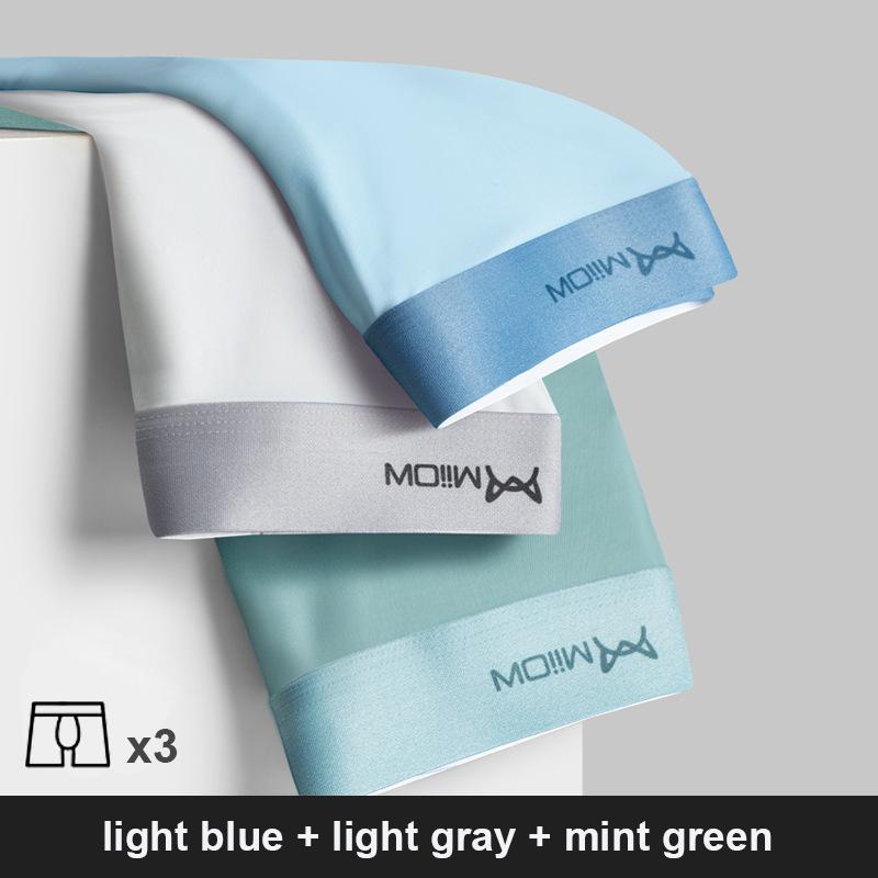 

Miiow 3 шт., мужские трусы-боксеры из ледяного шелка, нижнее белье, антибактериальные боксеры Cueca, мужские трусы, модные мужские трусы, нижнее белье L-5XL L