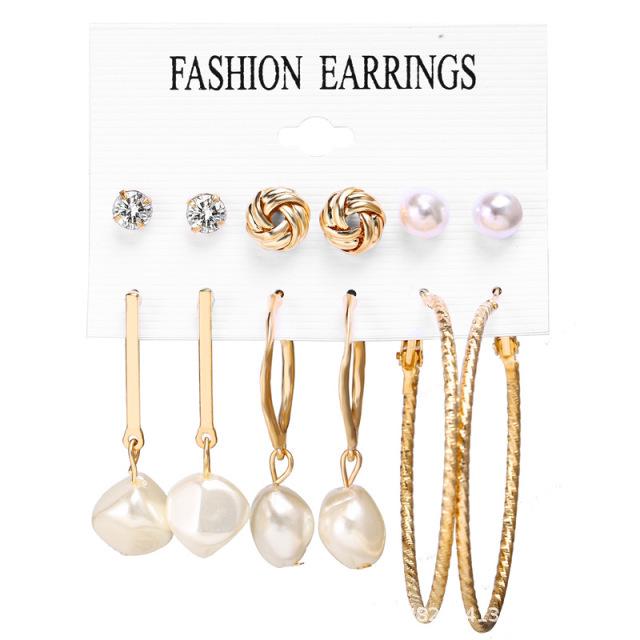 Women's Tassel and Pearl Crystal Stud Earring Set