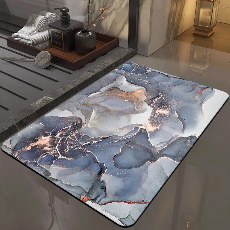 1pc Modern Marble Printed Diatom Mud Carpet Absorbent Quick-drying Bathtub Mat Doorway Decorative Entrance Bathroom Accessories