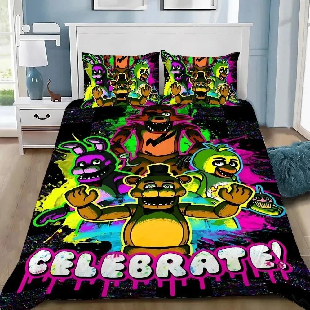 3D Print Freddy F-FNAF Bedding Set Five Nights Duvet Cover Set With Pillowcase 3pcs Comforter Cover Bedroom Decor