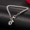 Fashion Women 925 Sterling Silver Bangles Sterling Silver Round Beads Bracelet Minimalist Bell and Heart Pendant Prayer Bead Link Chain Bracelet Men