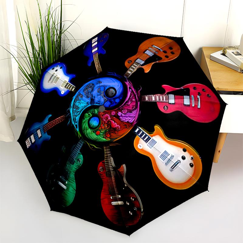 1PC electric guitar Umbrella Portable Folding Umbrella Iron Frame Hole Bone Structure Outdoor Home Umbrella A11