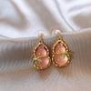 Silver Needle Pink Cubic Zirconia Flower Stud Earrings – Elegant & Delicate Accessories for Women.