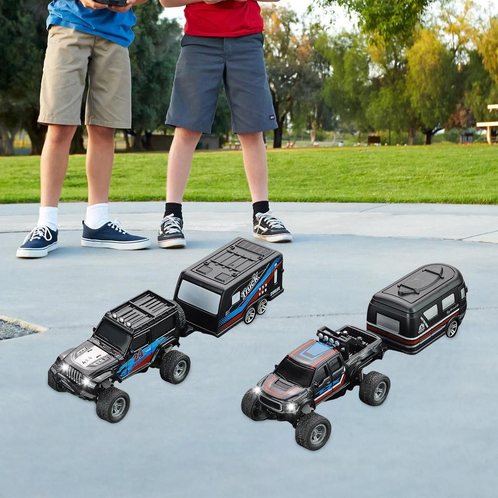 Alloy Remote Control Car Pickup Off-road Vehicle + Trailer Rechargeable Drift Racing Car Children's Car Electric Toy