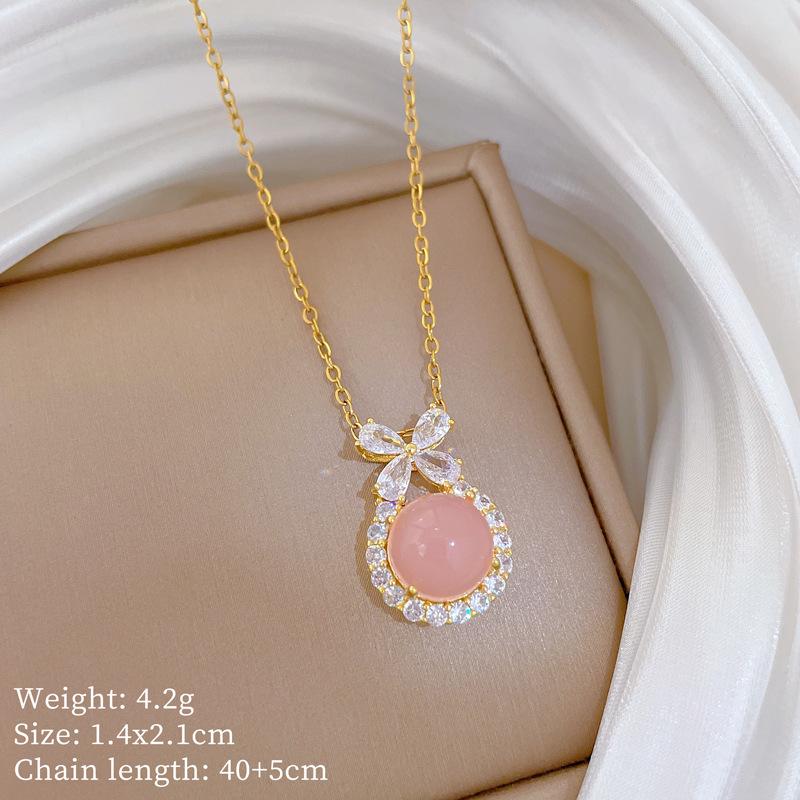Copper Micro-Inlaid Light Luxury Fashion Personality Temperament Gorgeous Full Diamond Necklace Women'S Versatile Collarbone Chain Titanium Steel