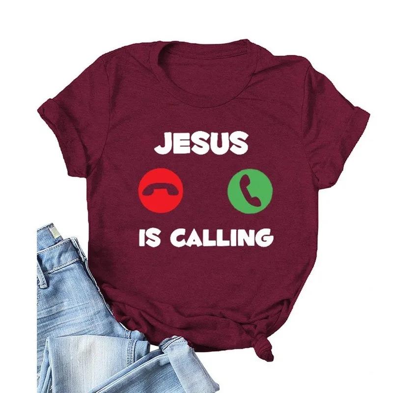 JUSUS iS CALLING Letter Print T Shirt Women Short Sleeve O Neck Loose Women Tshirt Ladies Summer Tee Shirt Tops Clothes