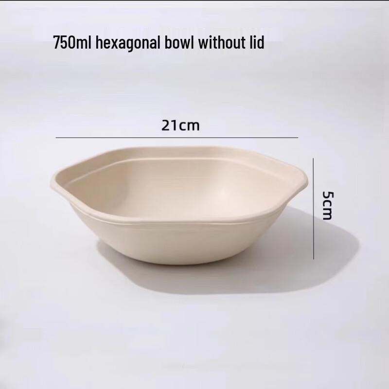 Kasicong Biodegradable Hexagonal Disposable Food Containers 750ml