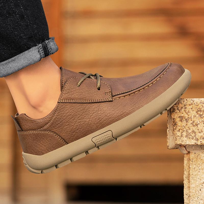 Men Plus Size Retro British Style PU Leather Shoes Ankle Comfortable Foot Feel Casual Shoe Wear-resistant Outsole Walking Shoes