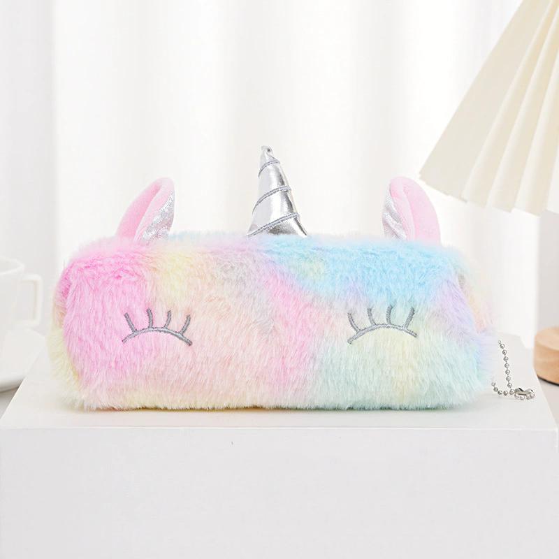 WTEMPO Autumn Winter Soft Short Plush Cute Octagonal Zipper Pen Cases Makeup Storage Bags Graduation Season Back-to-school Season Gifts