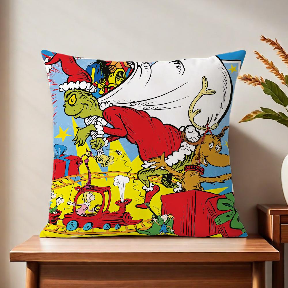 The Cartoon G-Grinch-H Cute Cushion Cover For Pillow Printing Sofa Decoration Home Car Room Coffee Shop Office Nordic Simplicity