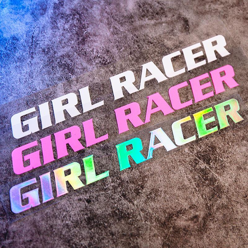 GIRL RACER Aufkleber für Auto, Auto-Fenster, abnehmbare Vinyl-Aufkleber, ölbeständige Dekoration, Motorrad-Kraftstofftank-Verkleidung, Zeichen für Fahrerin