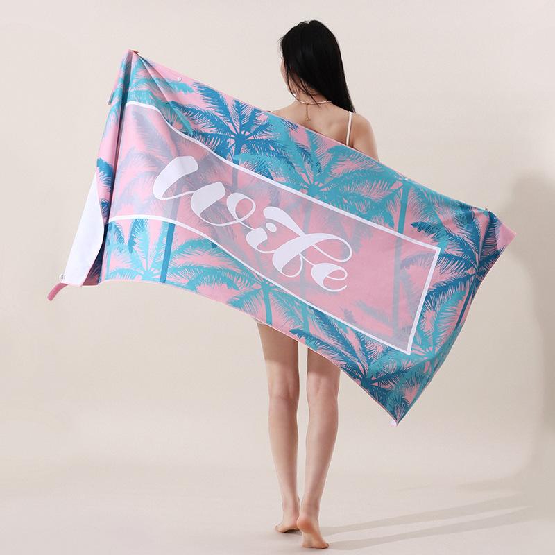 Ultra Fine Fiber Double-sided Velvet Beach Towel with Quick Drying, Absorbent Printing, Swimming Bath Towel, Beach Sunscreen