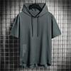 Men's Summer Hong Kong Style Trendy Solid Color Hooded Sweatshirt for Outdoor Sports and Leisure