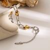Stainless Steel Double Tone Handmade Bead Chain Bracelet Adjustable Length Wristchain Fashionable Wristwear Jewelry
