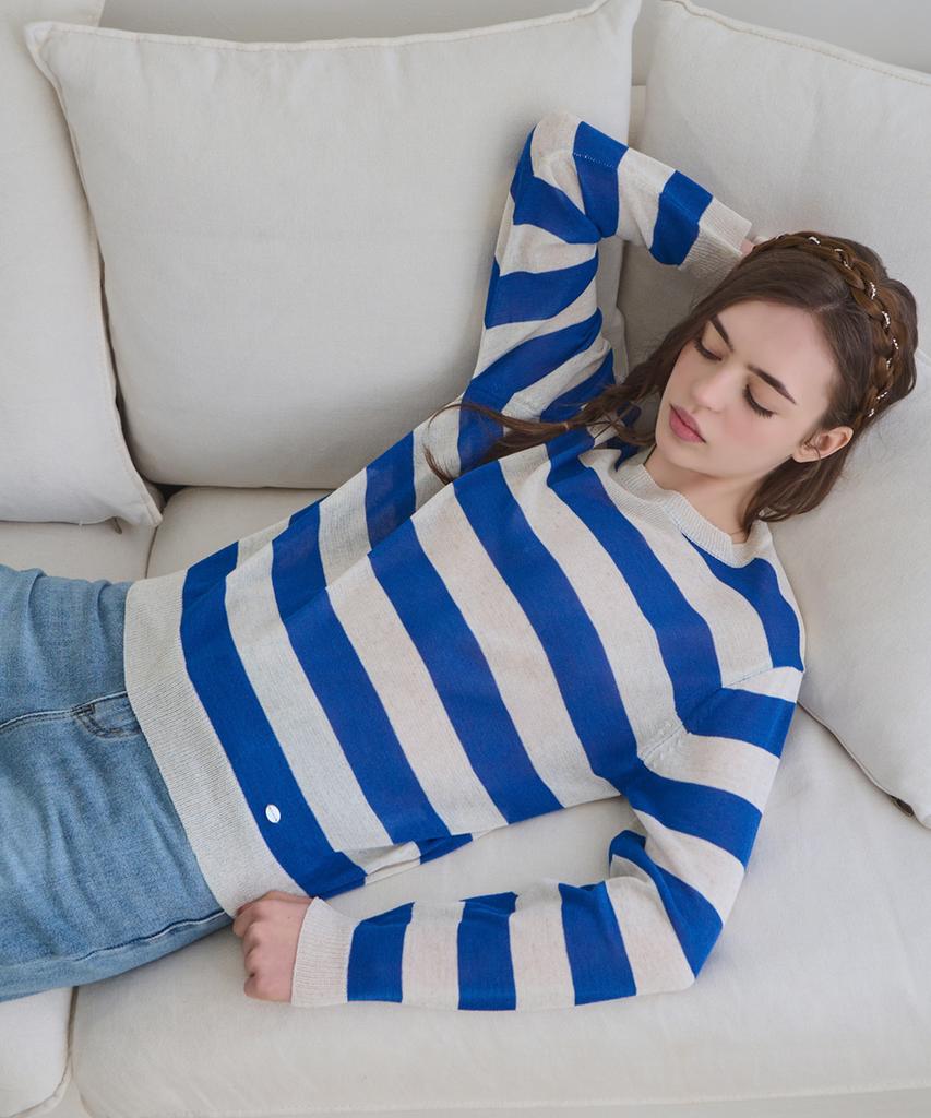 SLOWLOLLI Stripe Round-Neck Knit_4 Colors