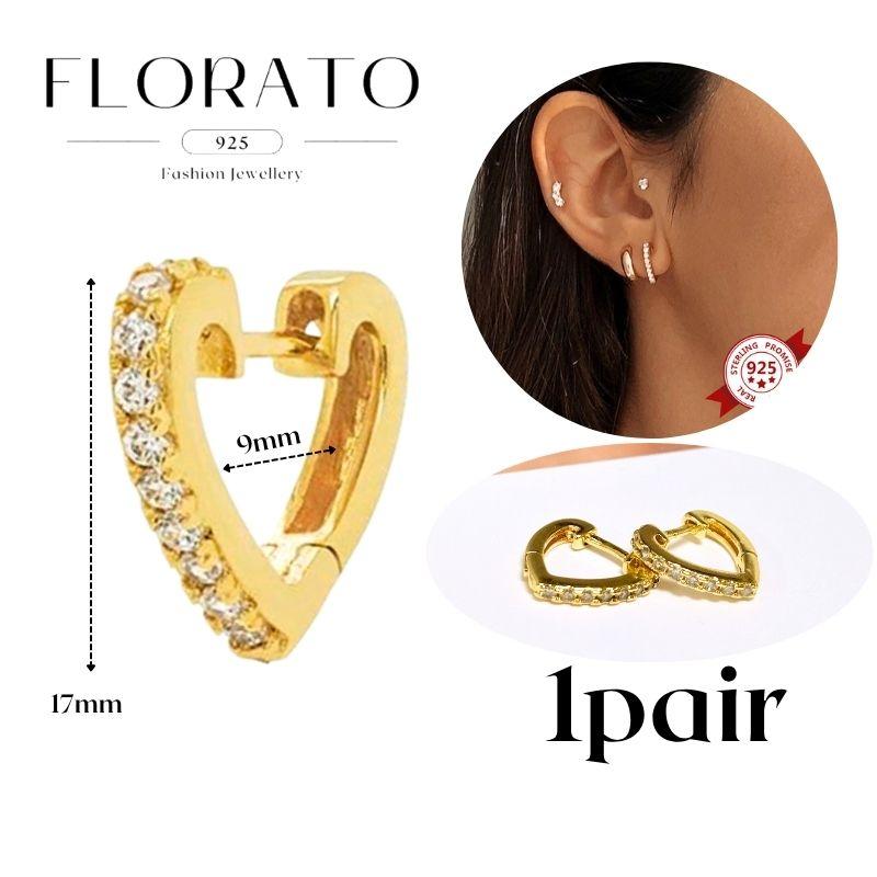 Perforation 925 Silver Ear Needle Minimalist Hoop Earrings Metallic Gold Earrings For Women CZ Fashion Jewelry