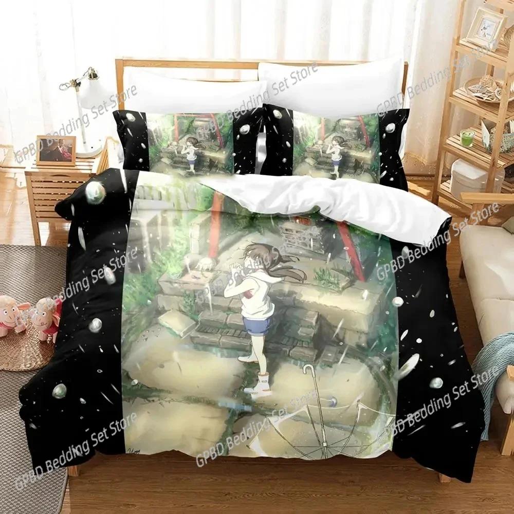 Comforter Anime Weathering With You Bedding Set 3D Printed Suitable For Bedroom Kids Home Textile
