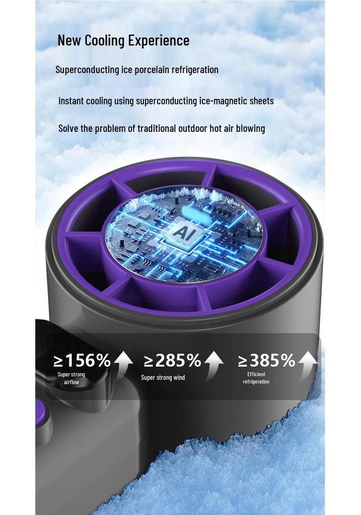 2025 Compact High-Speed Semiconductor Ice Fan with Digital Display and Powerful Wind