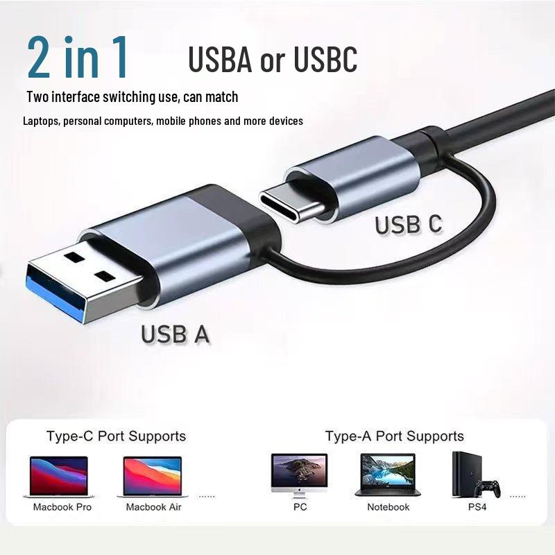 8-in-1 USB Dual Port Type-C Hub Docking Station for Apple & Huawei Mobile Phones