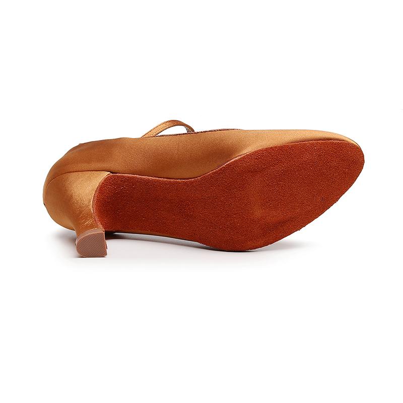 Satin Women Modern Dance Shoes Close Toe Waltz Latin Modern Tango Non-slip Breath Shoes for Girls Ladies Heeled 7.5CM