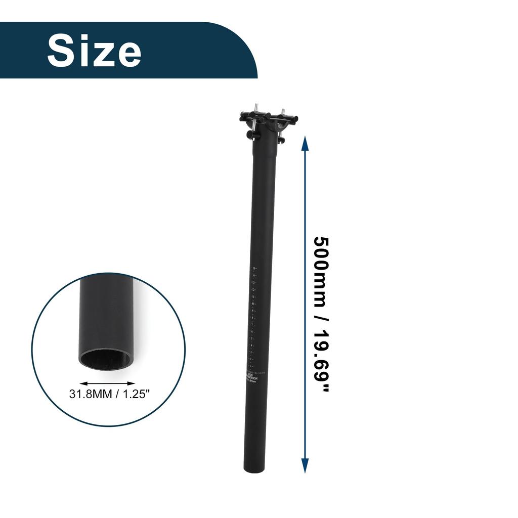 TUCKBOLD Leichte Fahrradsattelstütze/Sattelstange Sitzrohr, 31,8x500mm, Kohlefaser, Mattschwarz, 1 Stück