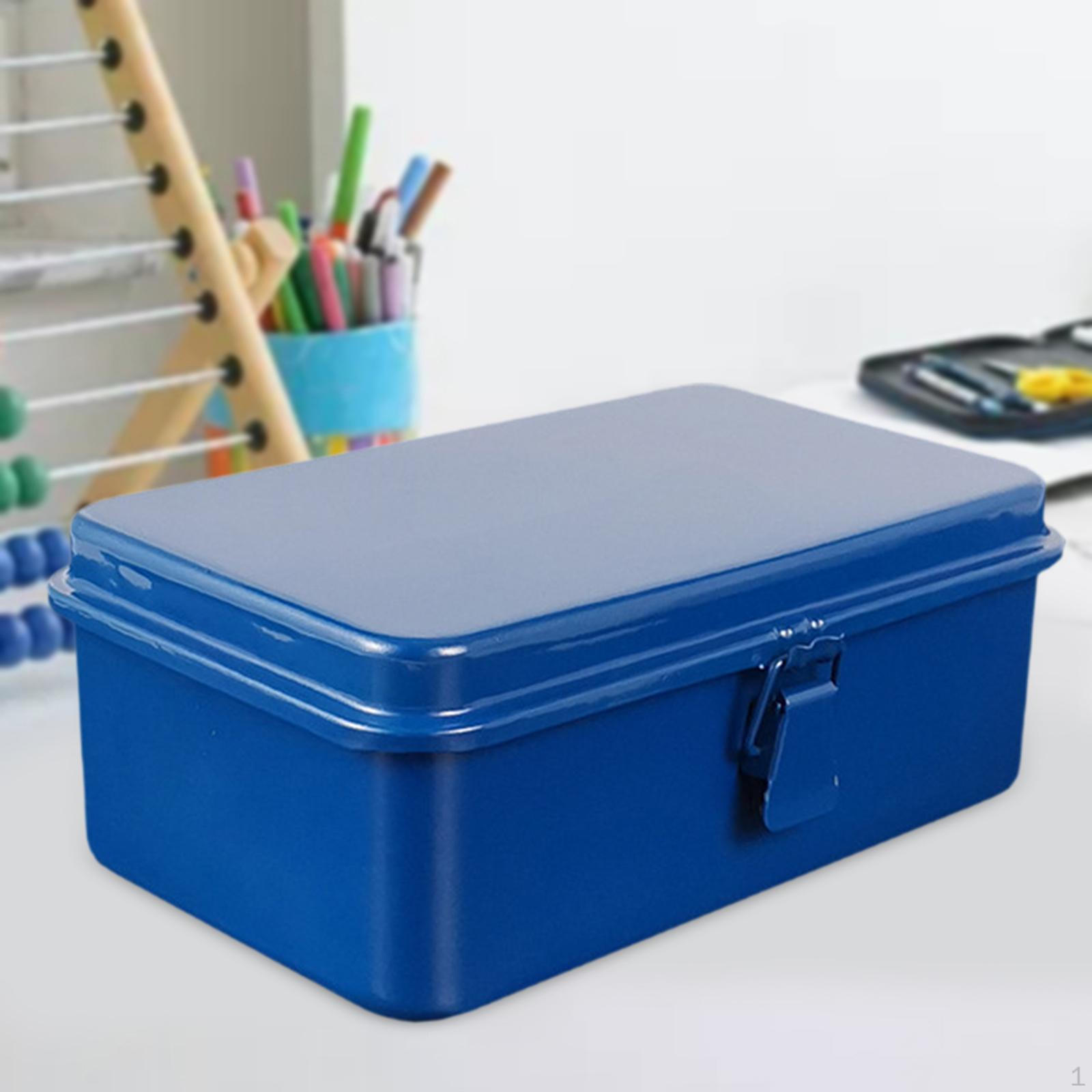 

Металлический ящик для хранения пустая емкость для инструментов механика свечи Примечание синий