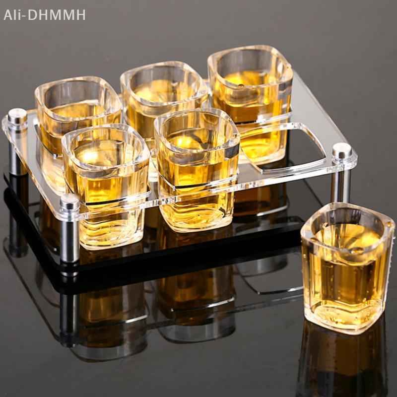 6/12/24 Holes Glass Tray Holder Hole Bar Acrylic Glass Holder Wine Glass Cup Serving Tray Cups Organizer Glass Display For Club