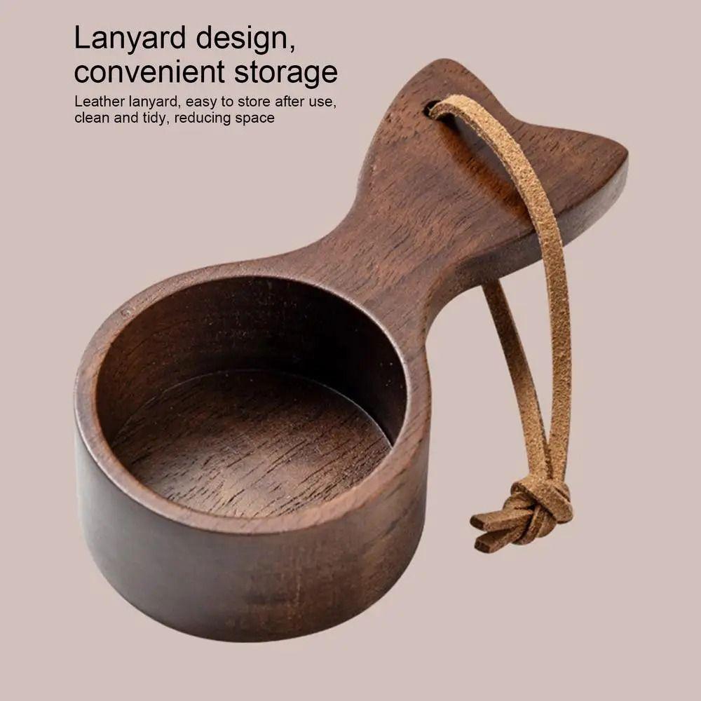 with Leather Lanyard Wooden Coffee Spoon Fishtail Design Kitchen Tablespoon Coffee Bean Scoop Tea