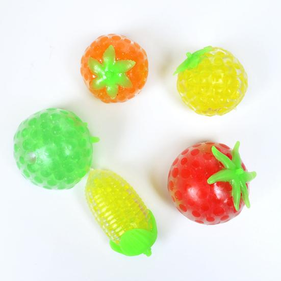 Vegetable Fruit Squishes Toy Slow Rebound Flexible TPR Stress Relief Corn Tomato Orange Squeeze Sensory Fidget Toy Kids Adults Birthday Gift