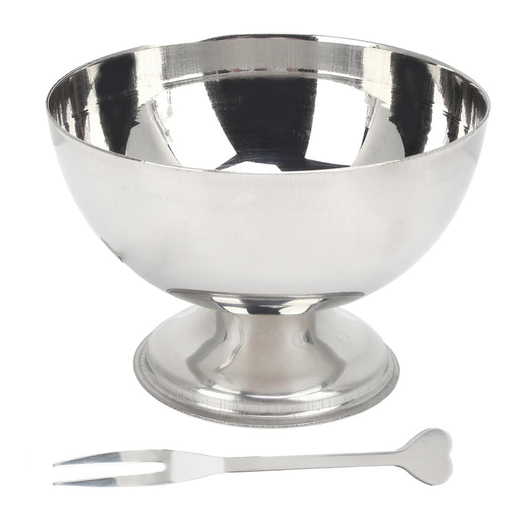 Dessert Bowls Stainless Steel Milkshake Cup ShortFooted Medium Snack Dish for Ice Cream Fruit