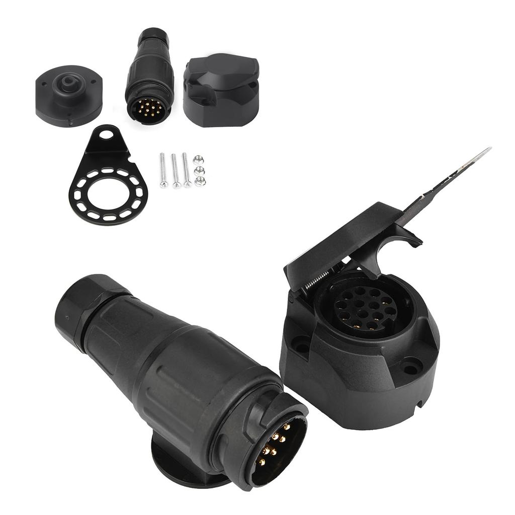 12V 13Pin Trailer Plug Socket Connector Adapter Bracket for Trailer Caravan Towing Towbar