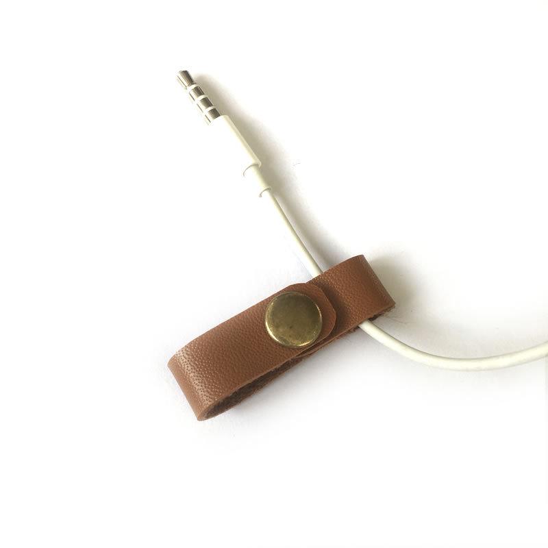 Faux Leather Earphone & Data Cable Organizer with Buckle