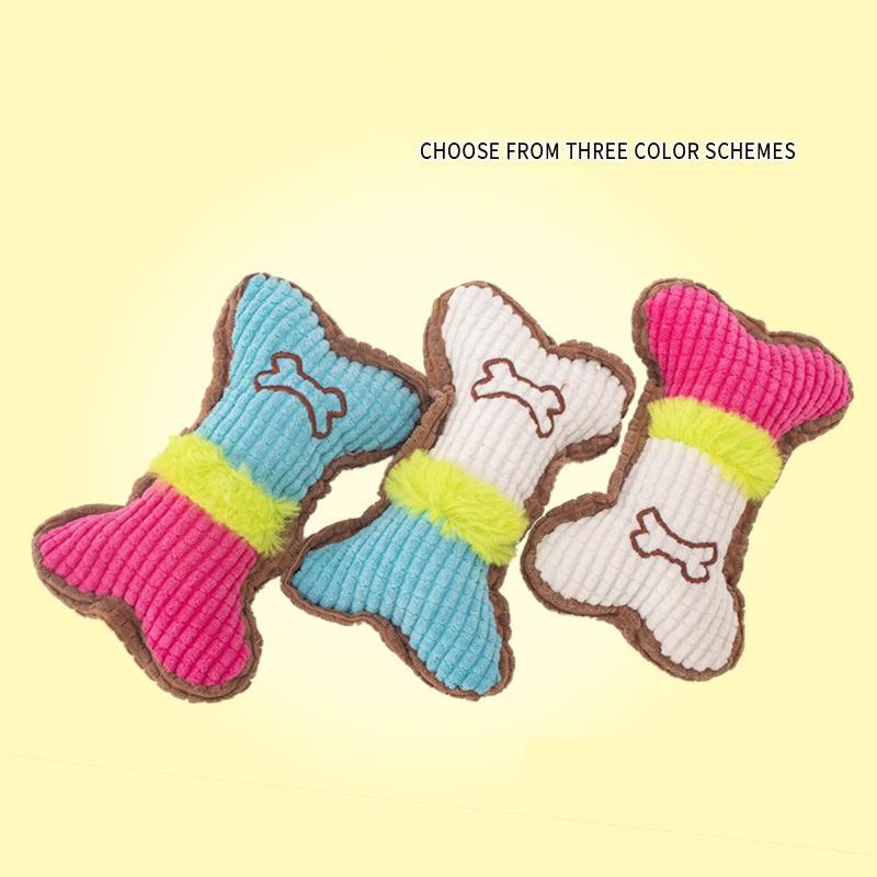 Plush Squeaky Bone Chew Toy for Dogs Small Medium Breed Puppy Aggressive Chewer Pet Playing Teeth Cleaning